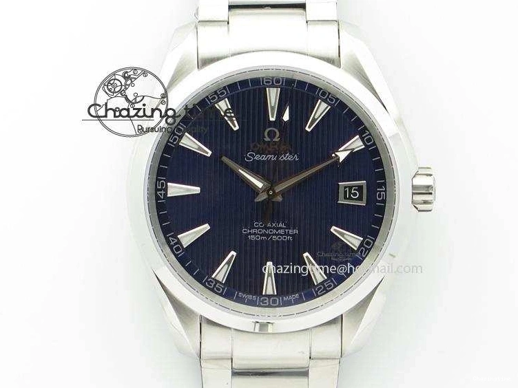 0203 Affordable Aqua Terra 150M SS 1:1 Best Edition Deep Blue Textured Dial On SS Bracelet A 8253